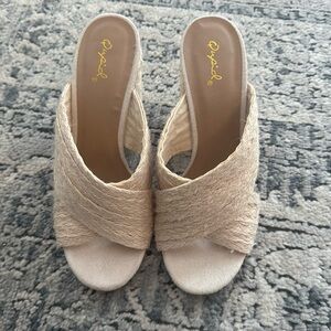 Qupid Crochet Mule Heel